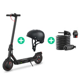 Black electric scooter i8 with helmet, lock, and cable on a white background